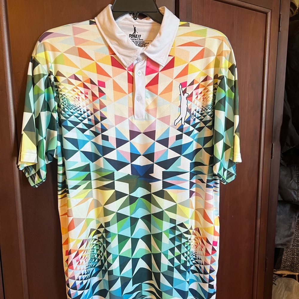 FORE Multicolor Geometric Polo Shirt